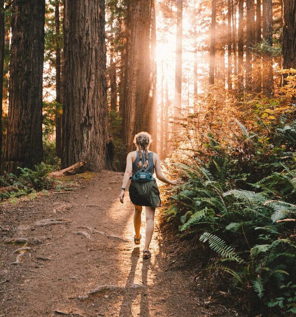 woman hiking in nature healthy